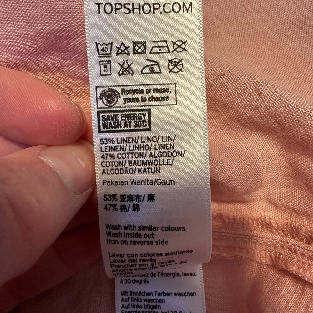NWT TOPSHOP Blush Linen Blend Dress - SIZE 6 - Picture 8 of 9